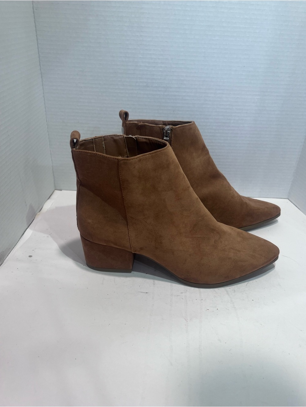 a new day Brown Suede Ankle Booties with Block Heel